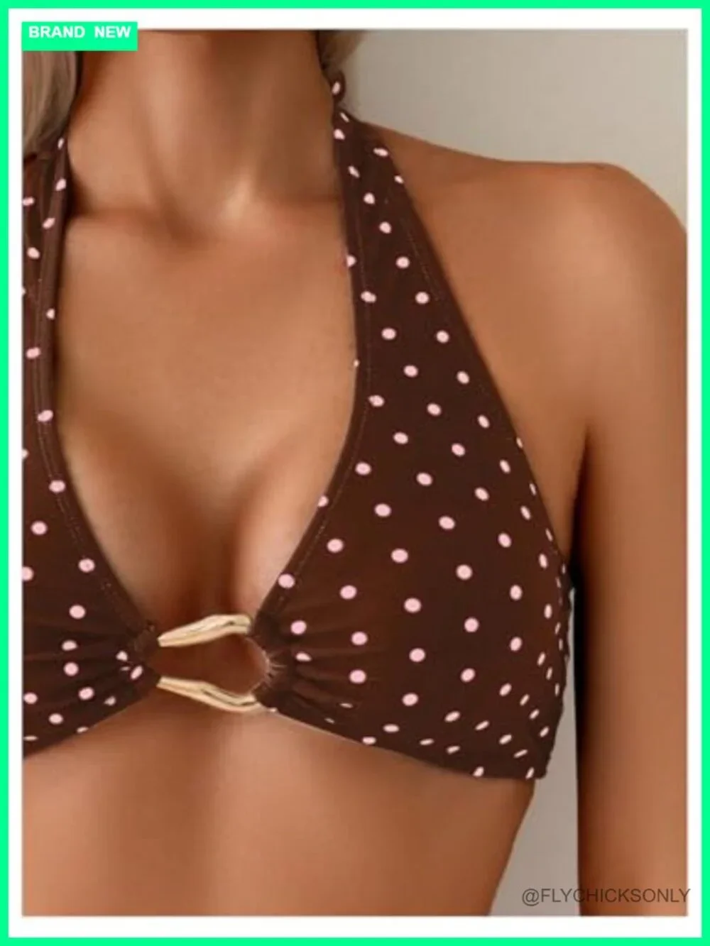 Women's Polka Dots Halter Bikini Set 2 Piece Triangle Swimwear